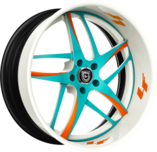 Custom - Blue, Orange, and white finish.